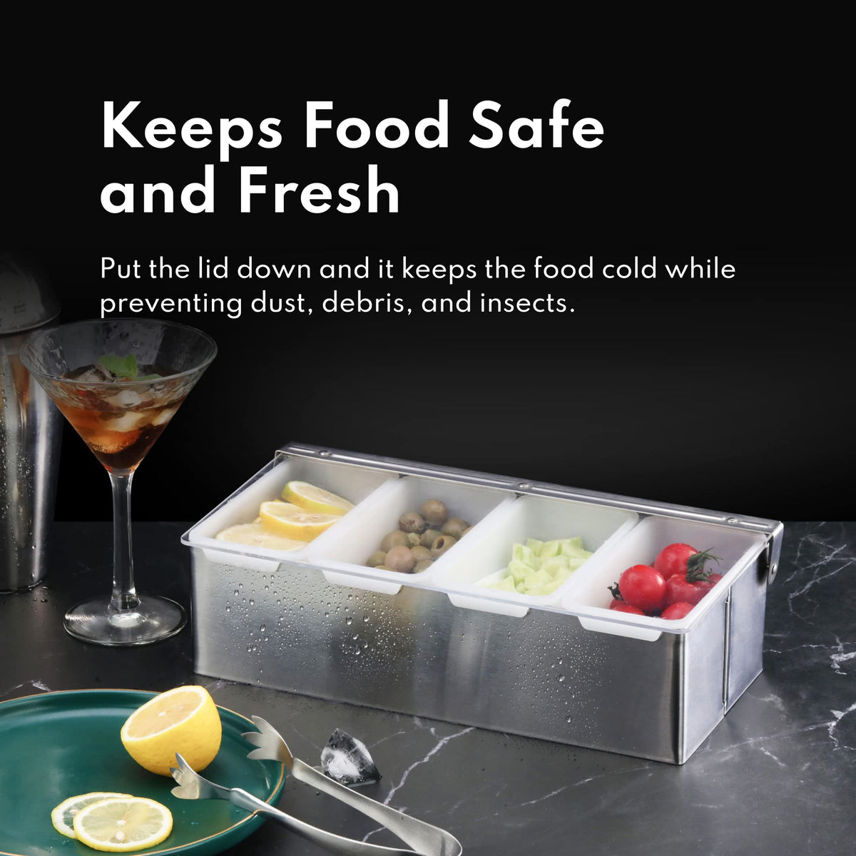 New Star 48032 back-of-house organization of garnishes and sauces.