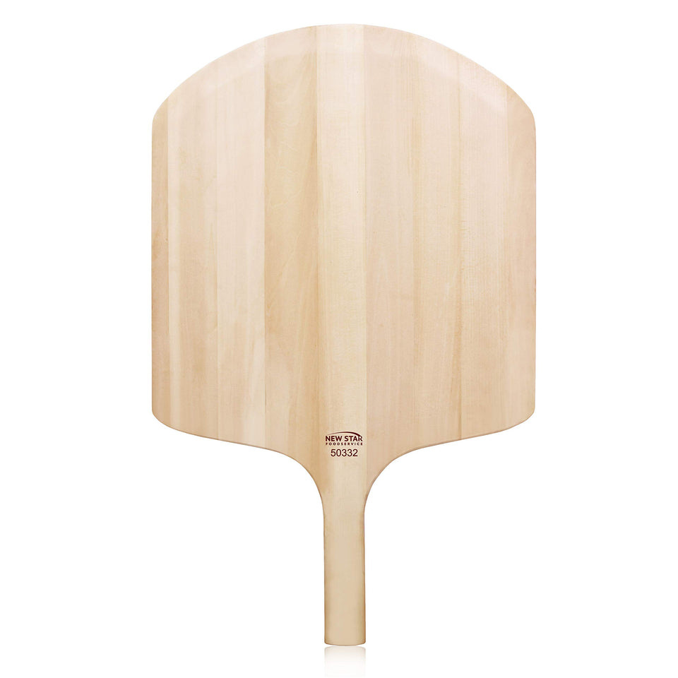 New Star Foodservice 50332 pizza peel with blade-under design for easy pizza transfer.