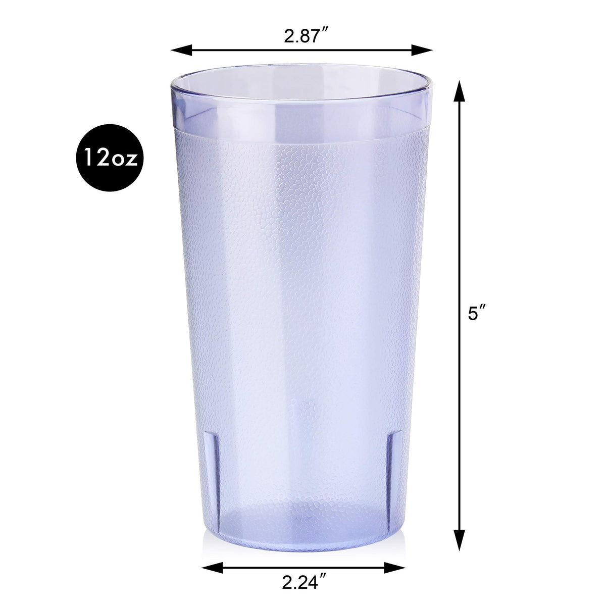 Blue 12 oz tumbler from New Star designed for stackable storage and quick refills