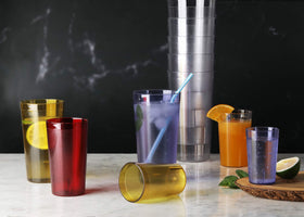 New Star red 20oz tumbler on service counter during peak hours