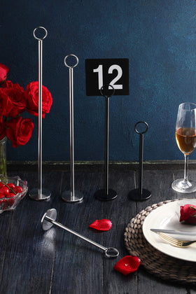 New Star Foodservice 23206 bold-contrast black-on-grey table number for better visibility.
