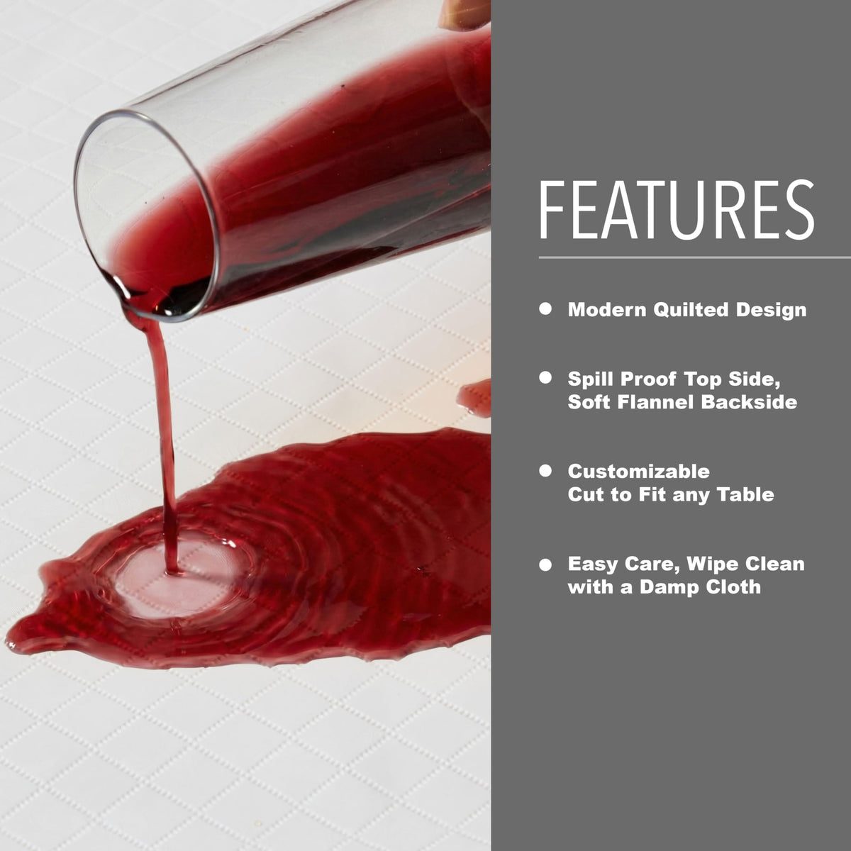 Newbridge Quilted Table Pad cut-to-fit feature for custom sizing