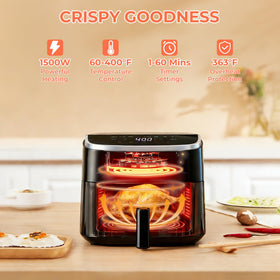 NEWBULIG Air Fryer eight presets simplify fries, steak and chicken.