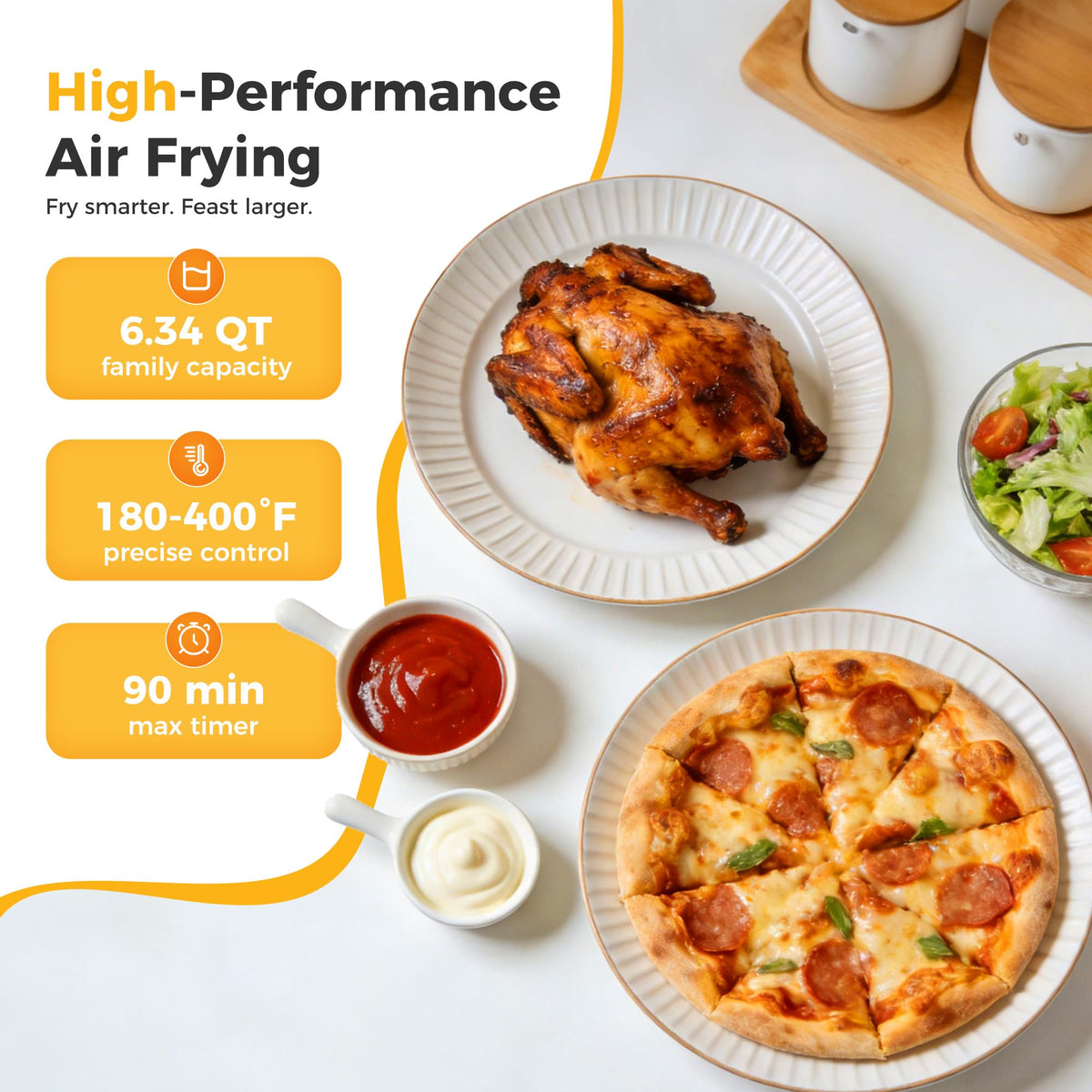 NEWBULIG Air Fryer auto-off and safety features protect busy kitchens.