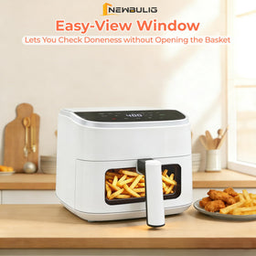 NEWBULIG Air Fryer interior light helps check browning without opening.