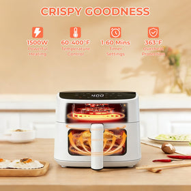 NEWBULIG Air Fryer interior light reveals browning without opening