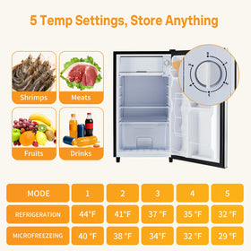 NEWBULIG dual-zone interior shows separate freezer and fridge for organized cooling.