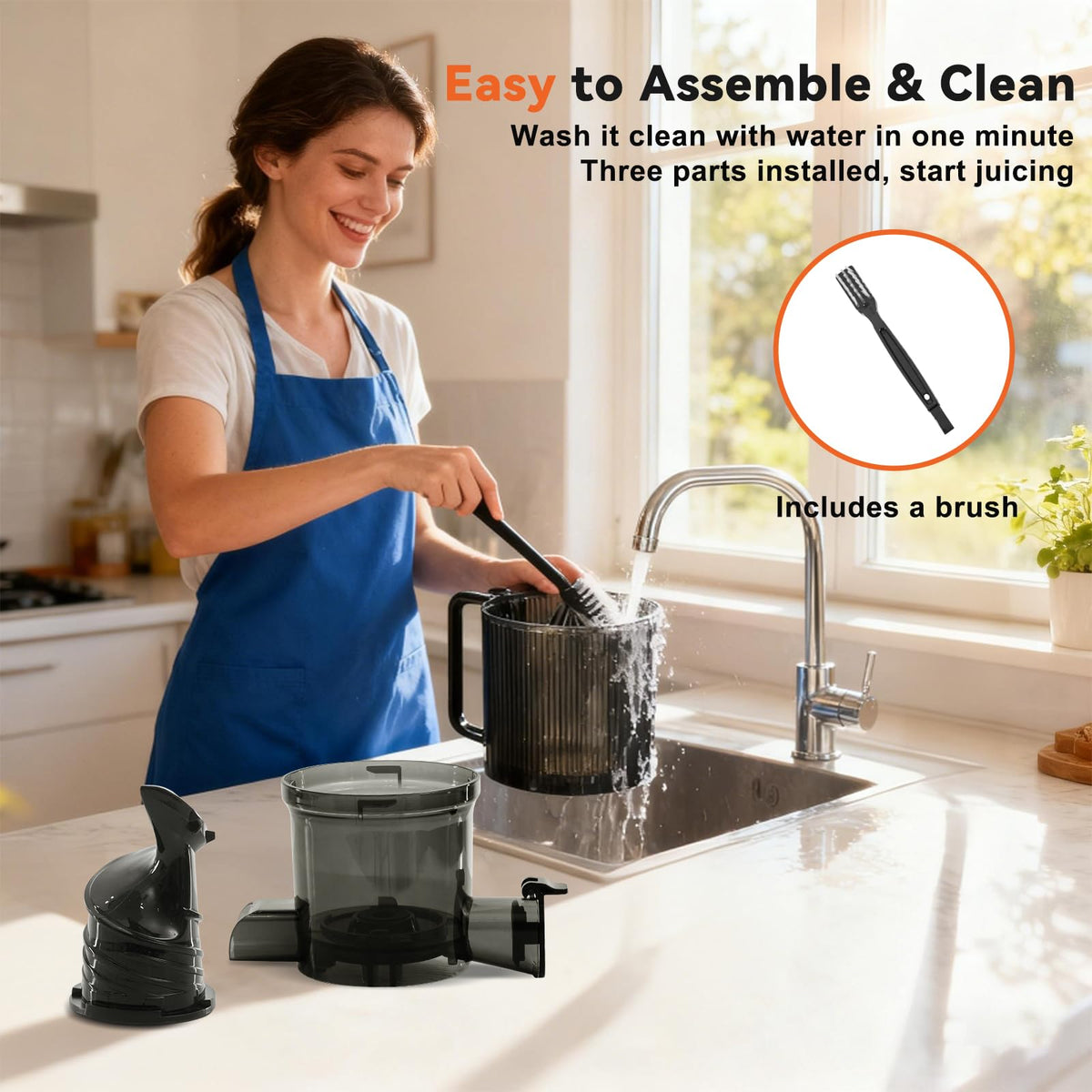 NEWBULIG quiet masticating motor preserves nutrients during juicing