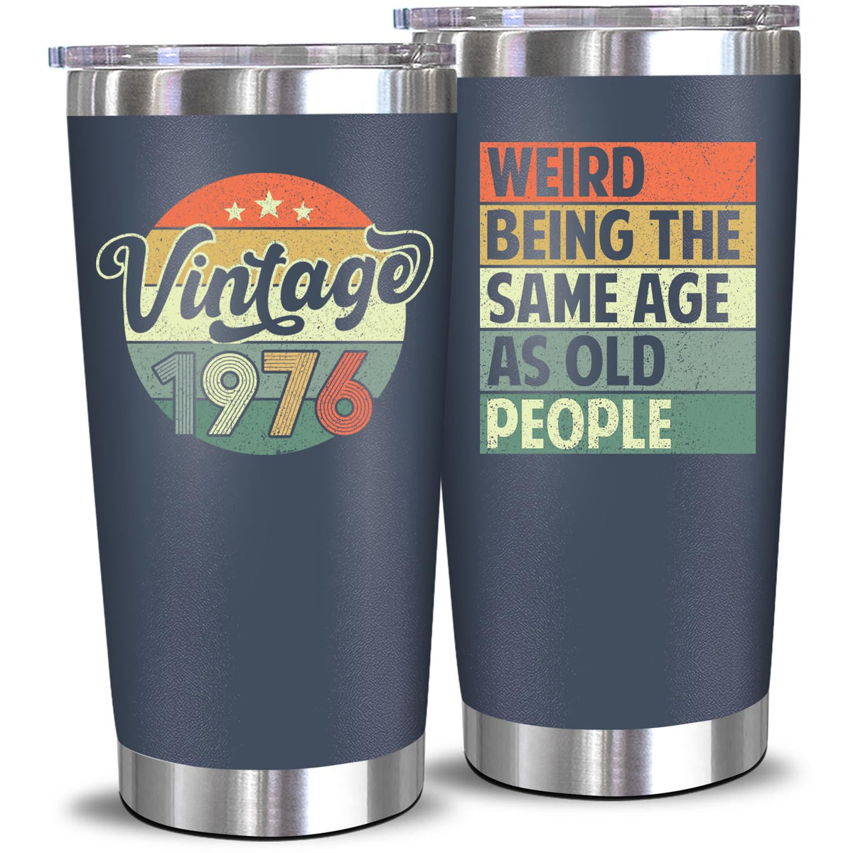NewEleven 50th birthday tumbler front view, ideal for everyday beverages.