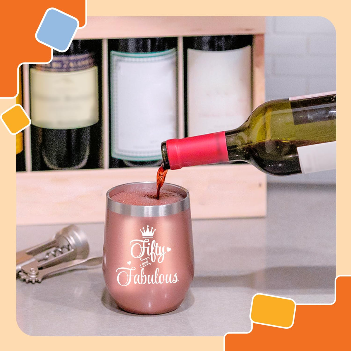 NewEleven gift box 50th birthday tumbler ready for gifting.