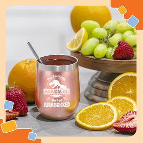 NewEleven Mamasaurus 12oz tumbler beach-friendly use on sunny days