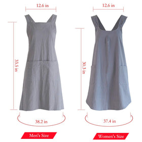 NEWGEM size info on navy apron back view for versatile fit.