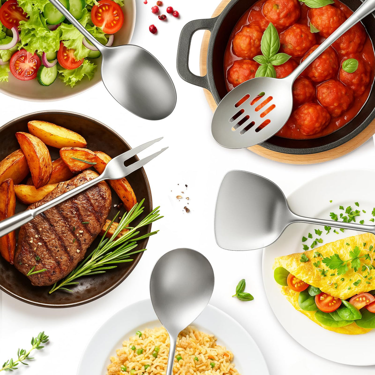Newness 9-piece utensils set slotted turner for non-stick surfaces protection
