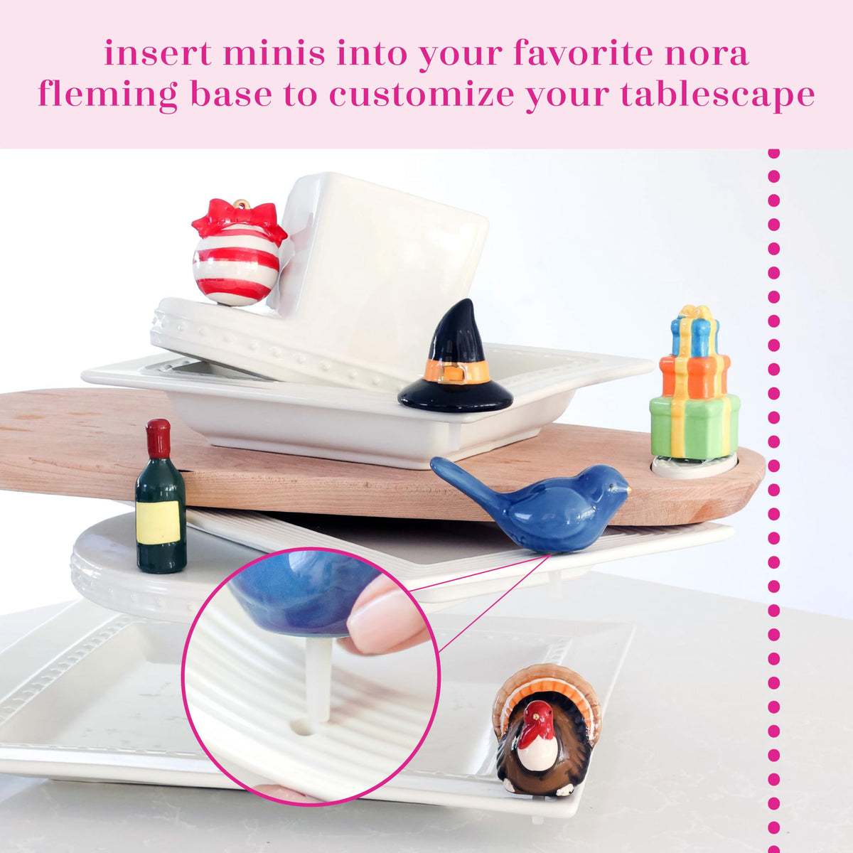Nora Fleming base and mini collection showcasing cohesive decorative options.