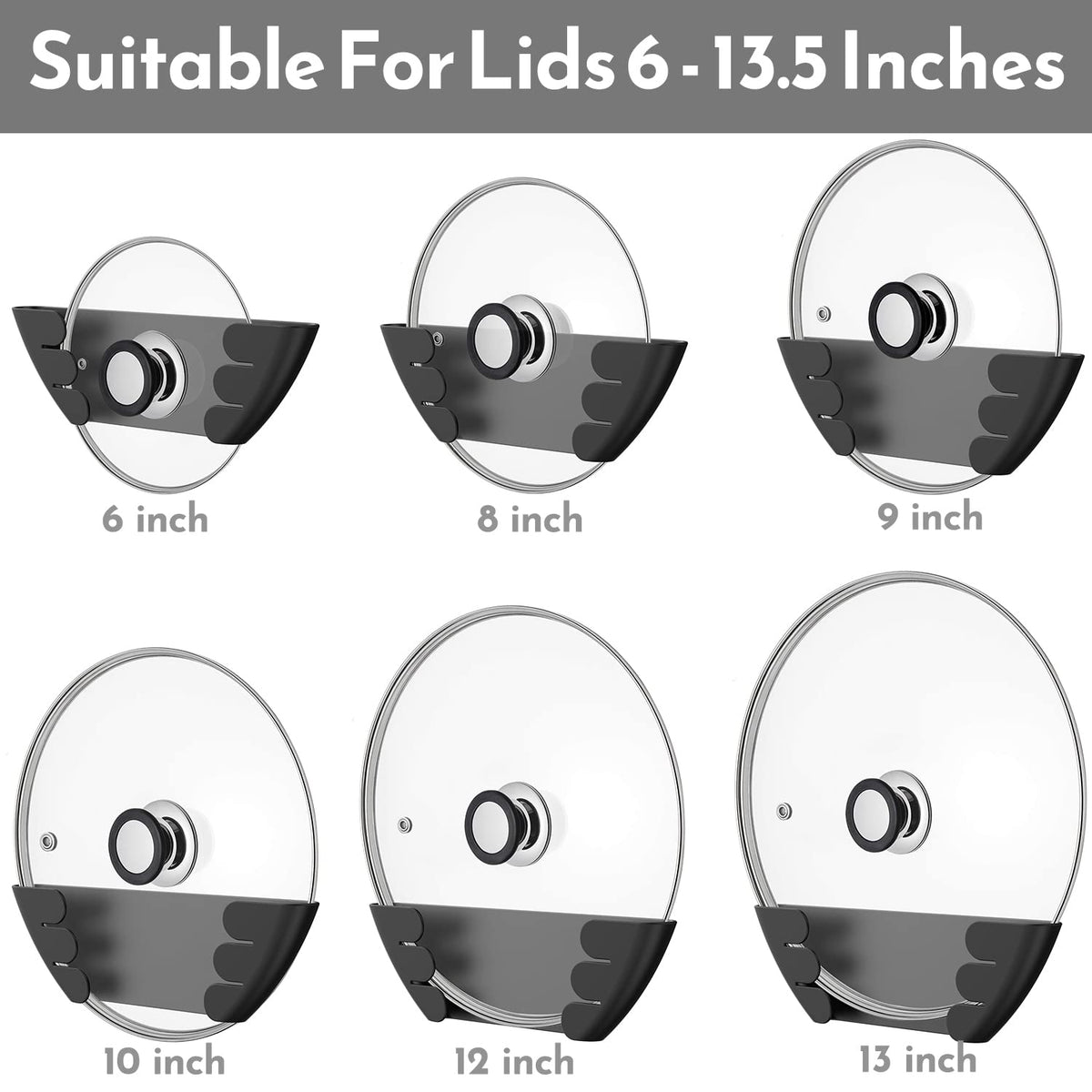 Niceyos pot lid organizer inside cabinet door keeps lids neatly stored