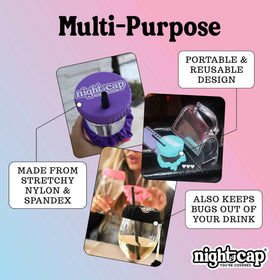 NightCap travel-safe accessory fits in hair or on wrist for on-the-go protection.