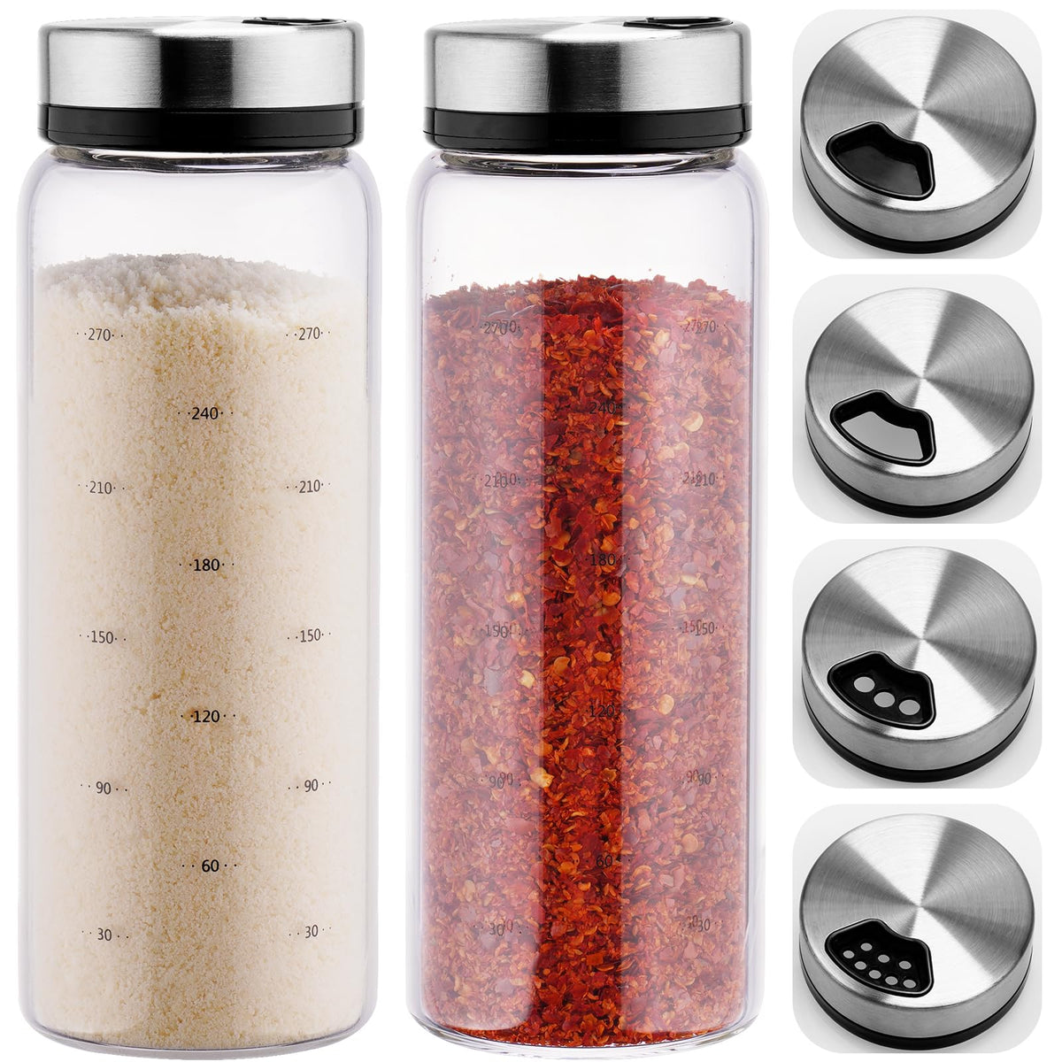 nihome shaker set with adjustable lids for parmesan cheese