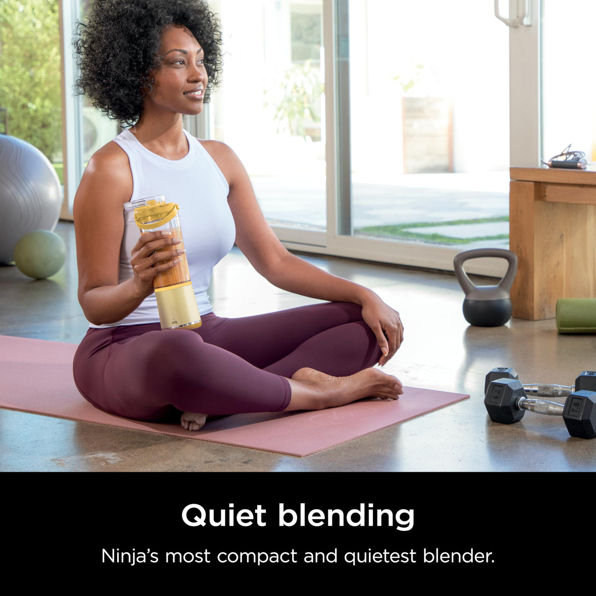 Ninja Blast sip lid in action for easy drink-and-blend.