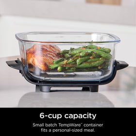 Ninja CleanCrisp 6-Cup glass container lid snap-lock keeps meals secure during transit