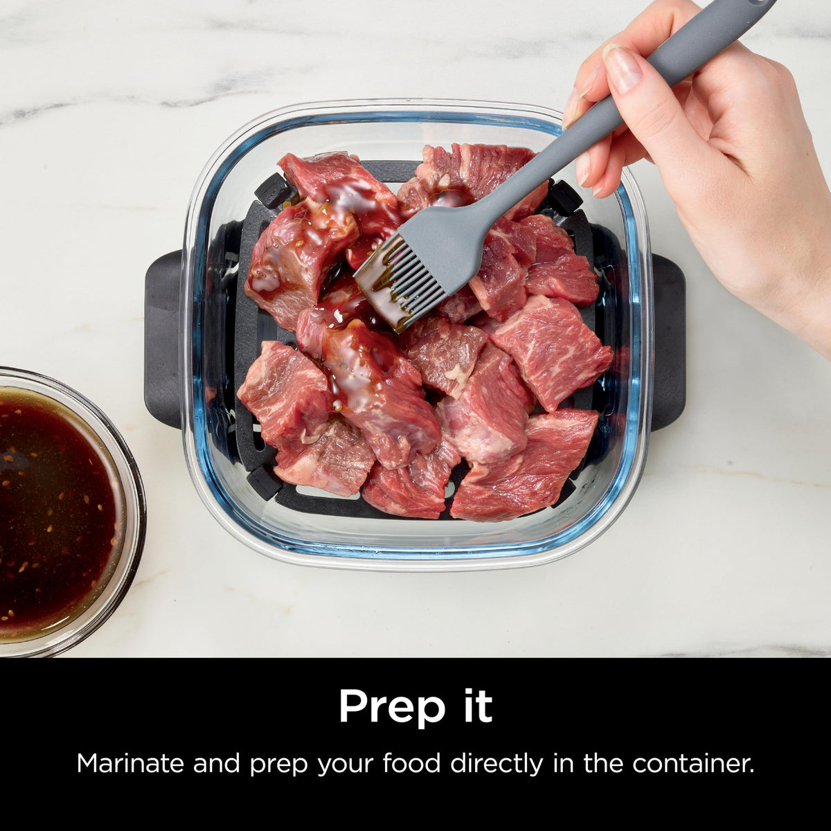 Ninja CleanCrisp container is freezer-safe for convenient leftovers.