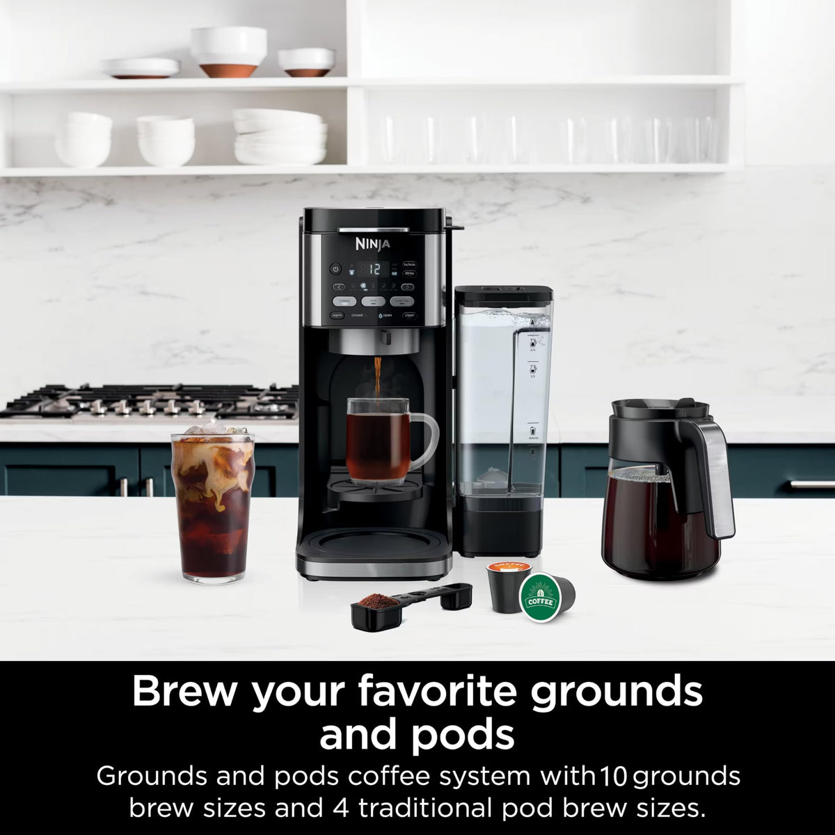 Ninja DualBrew Pro 70oz-removable-reservoir enables easy refills.