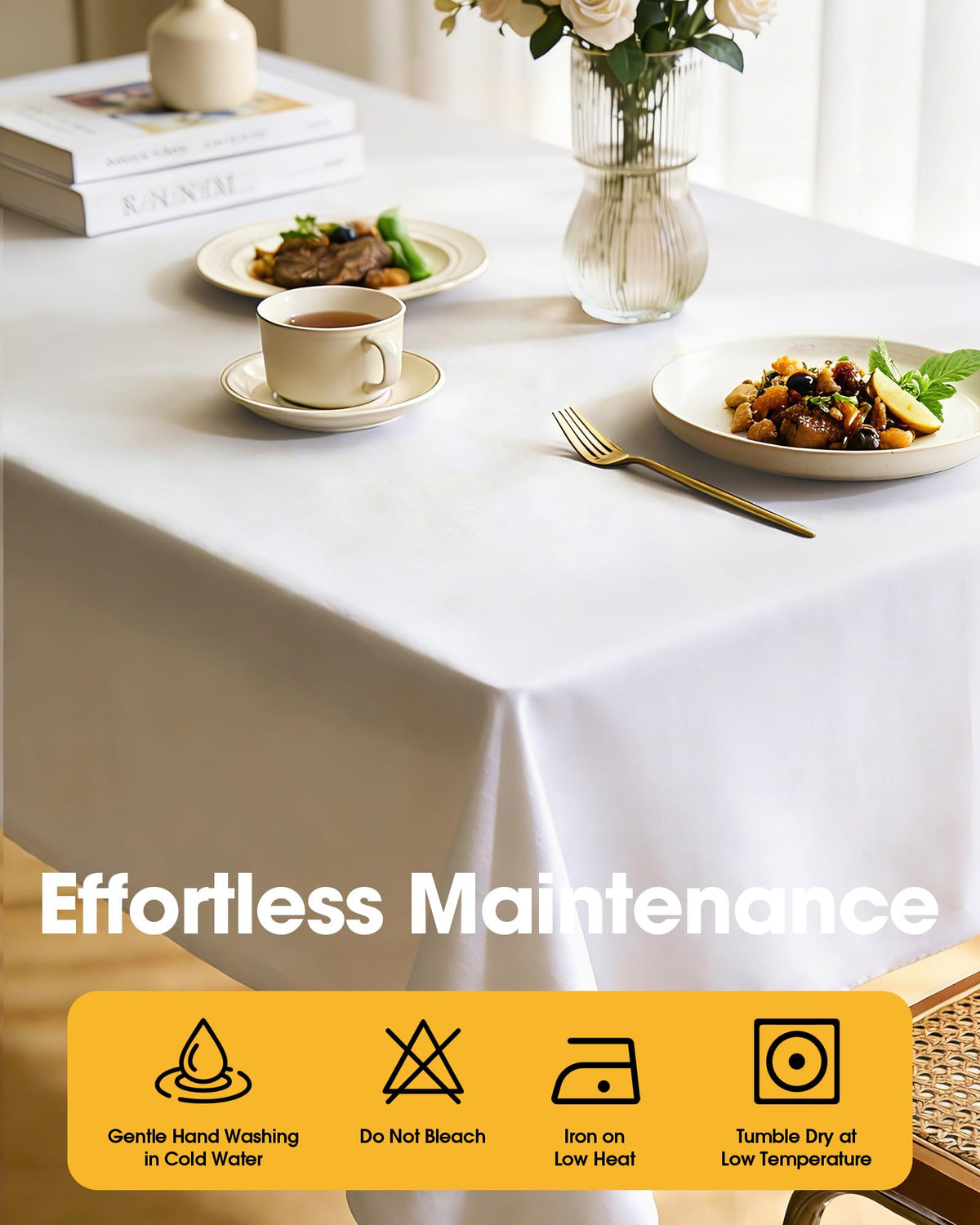 Niuara Polyester Table Cloth protects surfaces from scratches and spills.