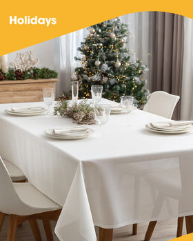 Niuara White Plastic Tablecloth on banquet setup for gatherings