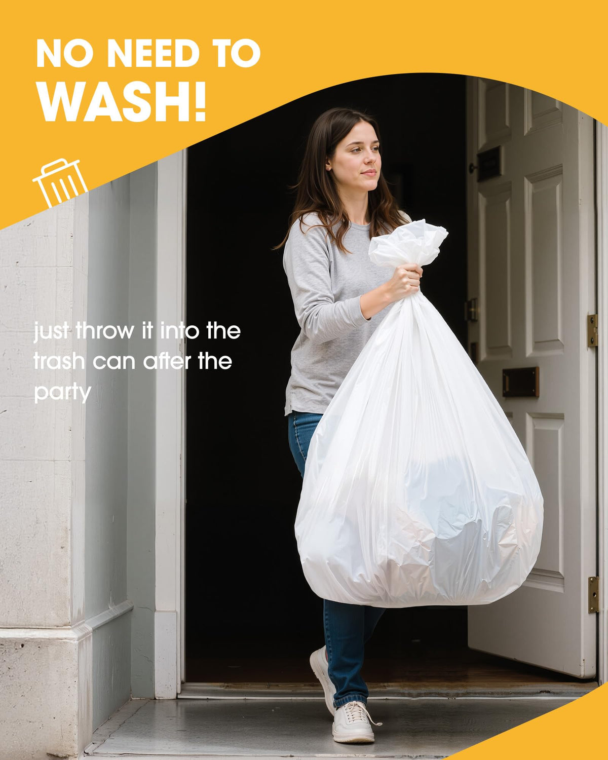 Niuara White Plastic Tablecloth disposable use enabling quick cleanup after events