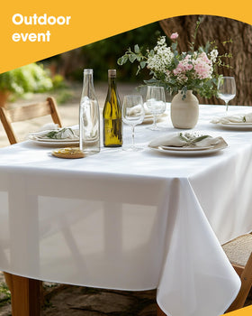 Niuara White Plastic Tablecloth single-use protects tables from spills