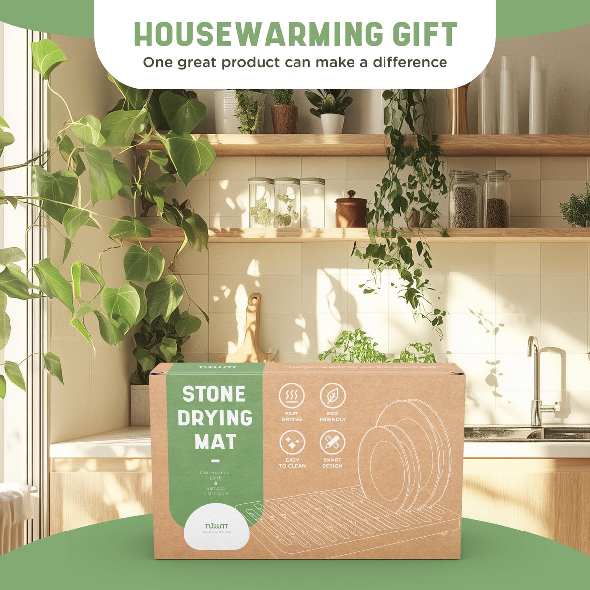 Nium stone drying mat is easy to clean with included care instructions.