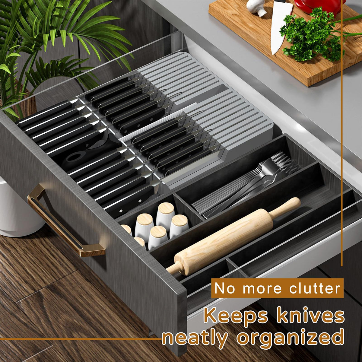NIUXX in-drawer setup helps streamline kitchen organization