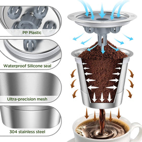 NOALTO reusable K cups K Supreme top seal prevents spills during brewing.