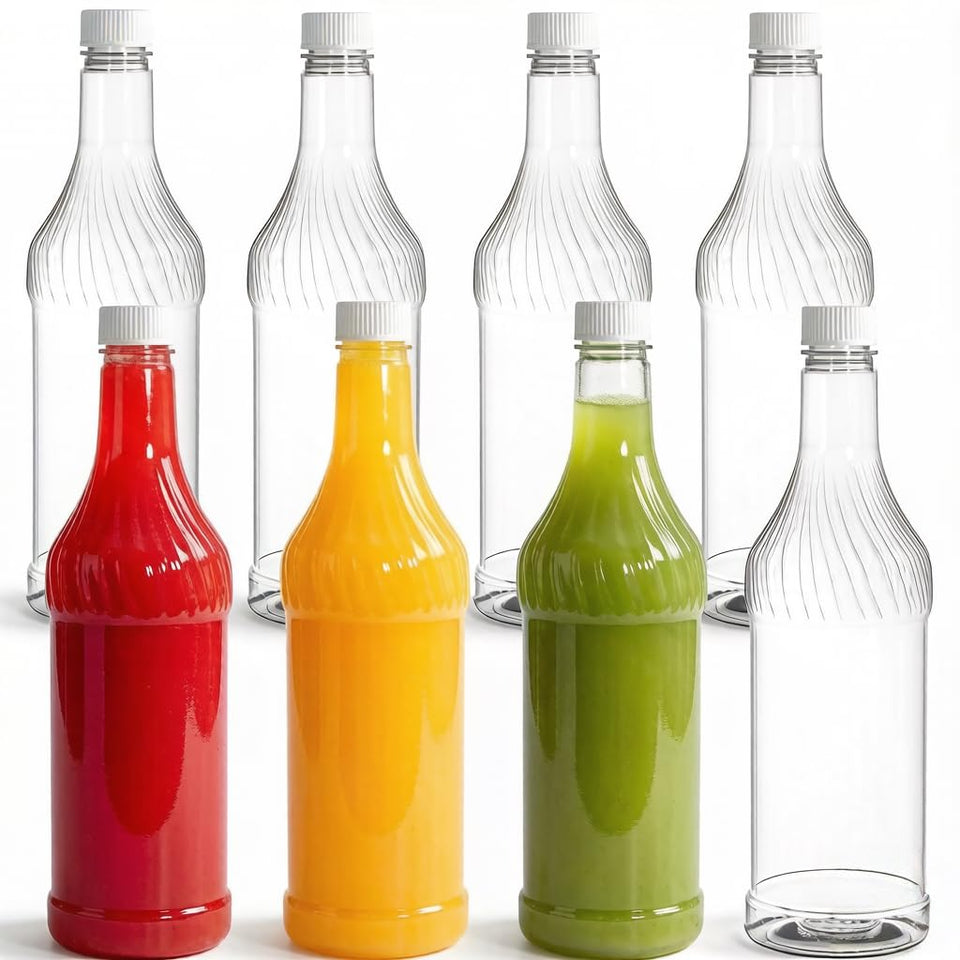 Noamus 8-pack 1L bottles with caps ready for beverages or storage.