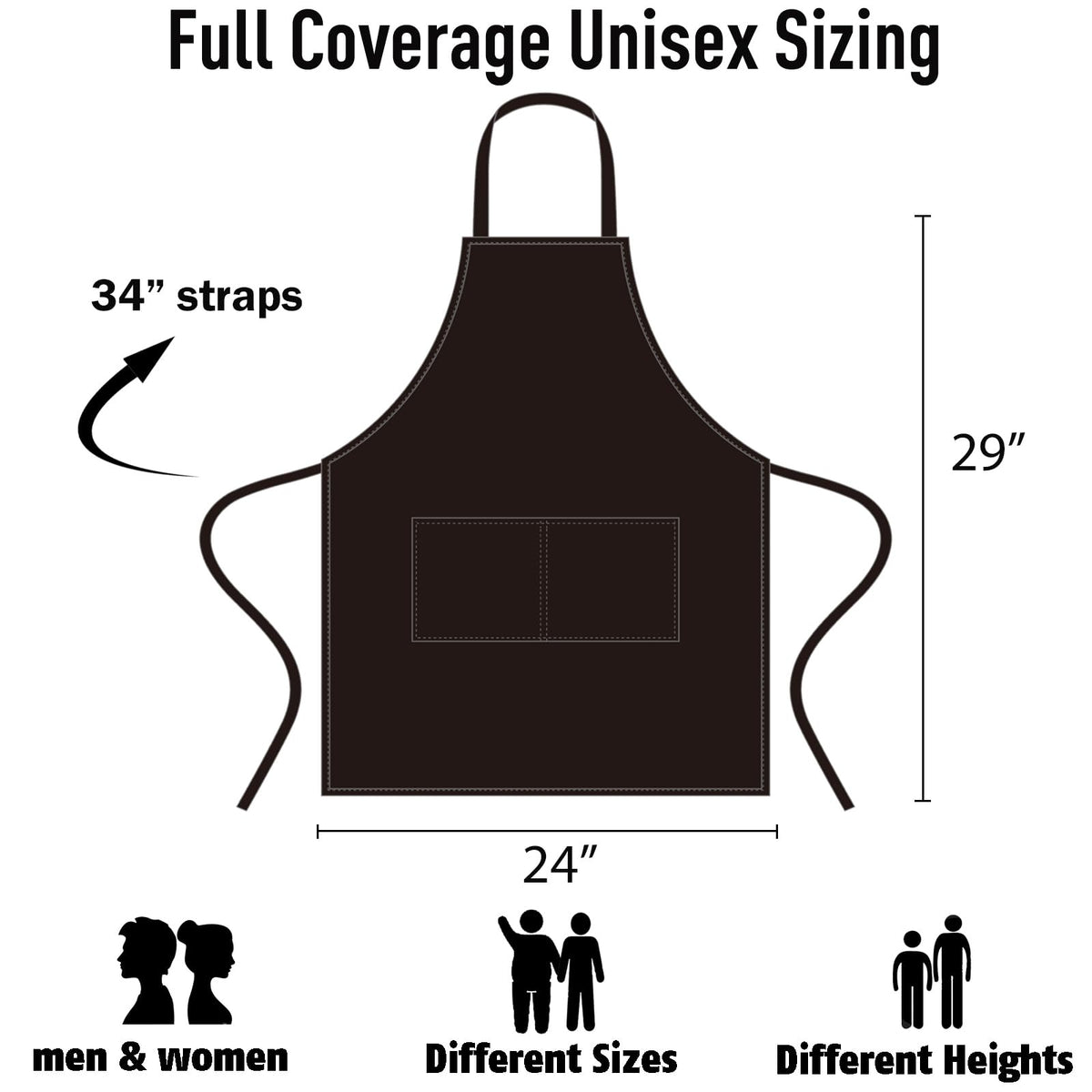 NOBONDO unisex black apron back view showing long ties.