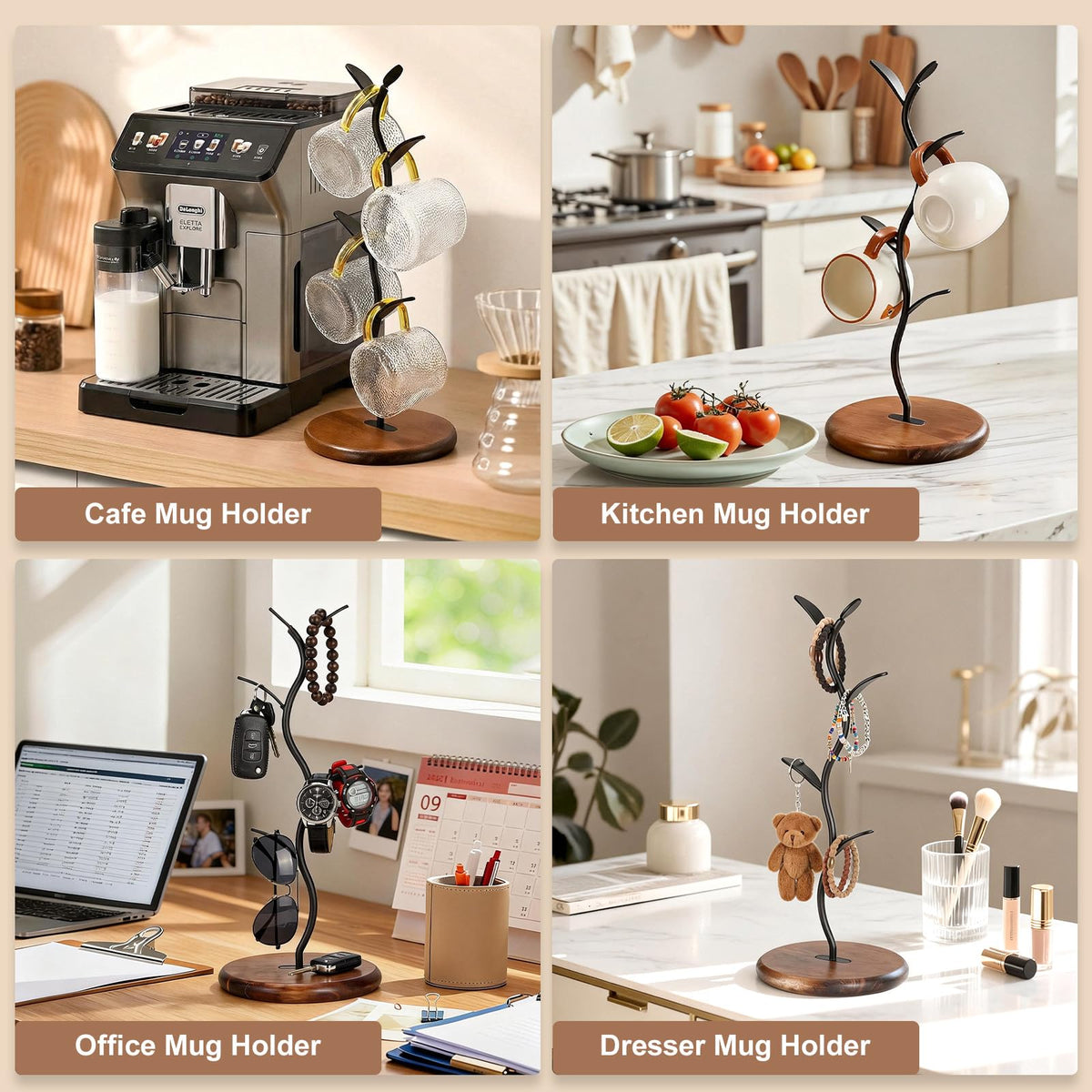 Noeixrah kitchen organizer keeps your mug collection on display and within reach.