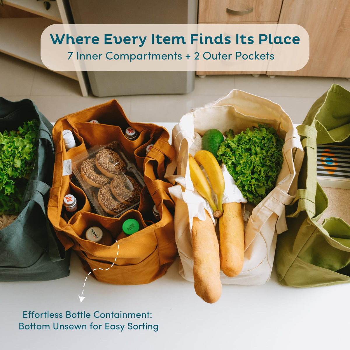 Nook Theory foldable washable grocery bag for compact storage