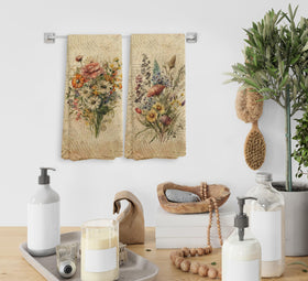 NOQL Vintage Floral towel decor enhances kitchen countertop aesthetics