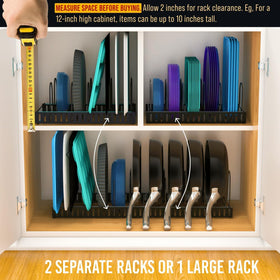 Norcalway all-in-one storage for pans, lids, and bakeware.