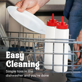 Norcalway dishwasher-safe squeeze bottles simplify post-meal cleanup.