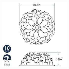 Nordic Ware Blossom Bundt Pan Toffee dusting sugar enhances petals beautifully.