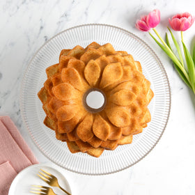 Nordic Ware Blossom Bundt Pan Toffee ready to serve an elegant centerpiece.