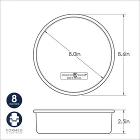 Nordic Ware Naturals 8-inch round pan, side angle, durable aluminum for reliable baking.
