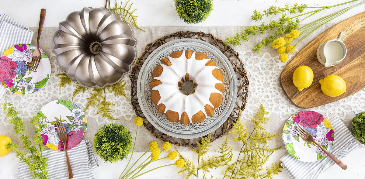 Nordic Ware Bundt 12cup Toffee diameter highlights 10.5 inches for generous desserts