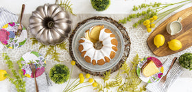 Nordic Ware 12cup Toffee Bundt pan height 3.8 inches for balanced baking