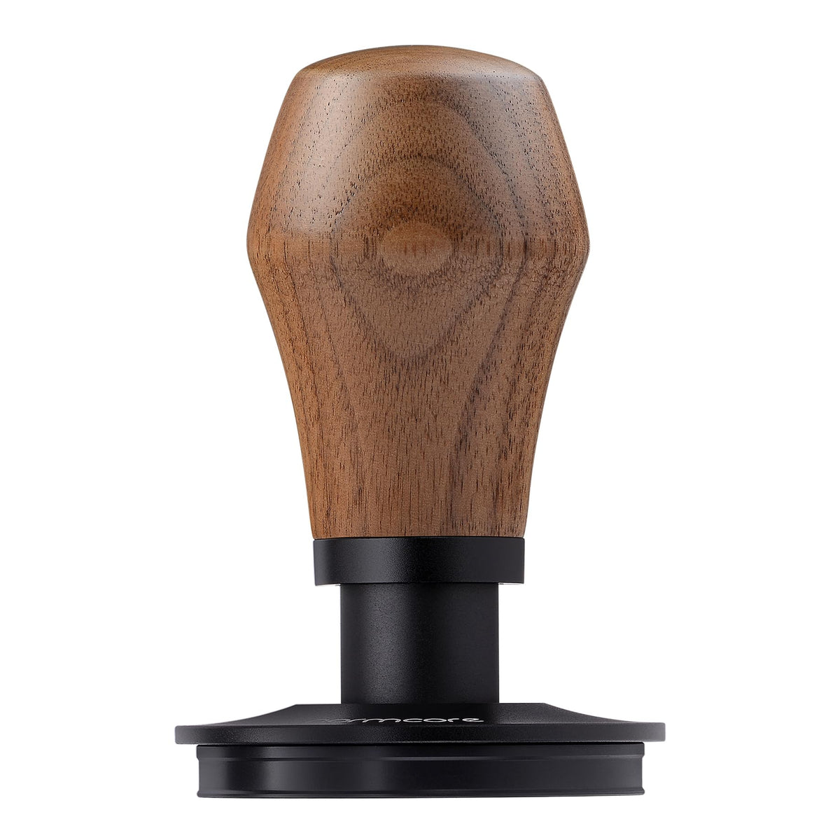 Normcore 58mm tamper with titanium PVD base offers even pressure and durability.