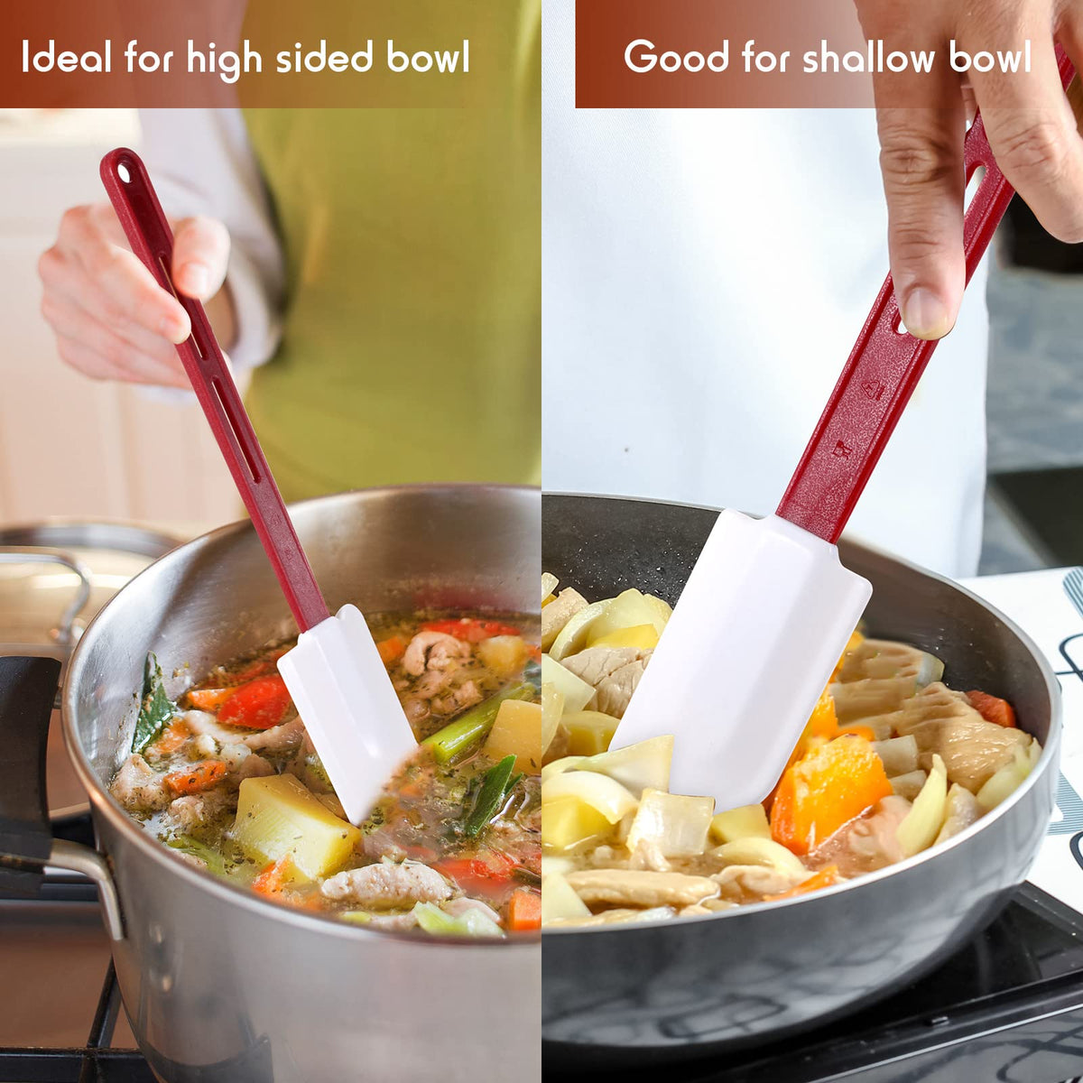 Norme heat resistant spatulas ideal for cooking, mixing, and baking tasks.