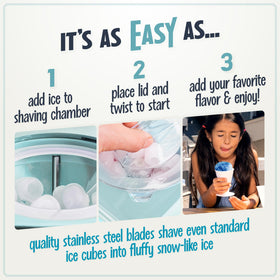 Nostalgia's precision stainless-steel blades shave ice into fluffy snow-like texture