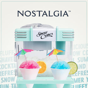 Nostalgia snow cone machine features a built-in safety switch for family-friendly use