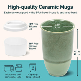 NOVA CERAMICS travel mug 12 oz capacity for lattes and espressos on the move