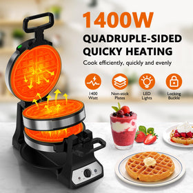 Novalife waffle maker performing 180° flip for even cooking
